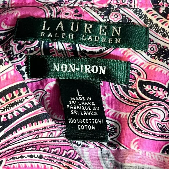 LAUREN by RALPH LAUREN Pink Paisley Button Down Shirt - Picture 8 of 11